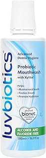 LUVBIOTICS Fluoride Free Mouthwash with Oral probiotics & xylitol. Promotes Good Bacteria for Fresh Breath, Healthy Gums & Teeth. Free from Alcohol, SLS, Parabens - 500ml