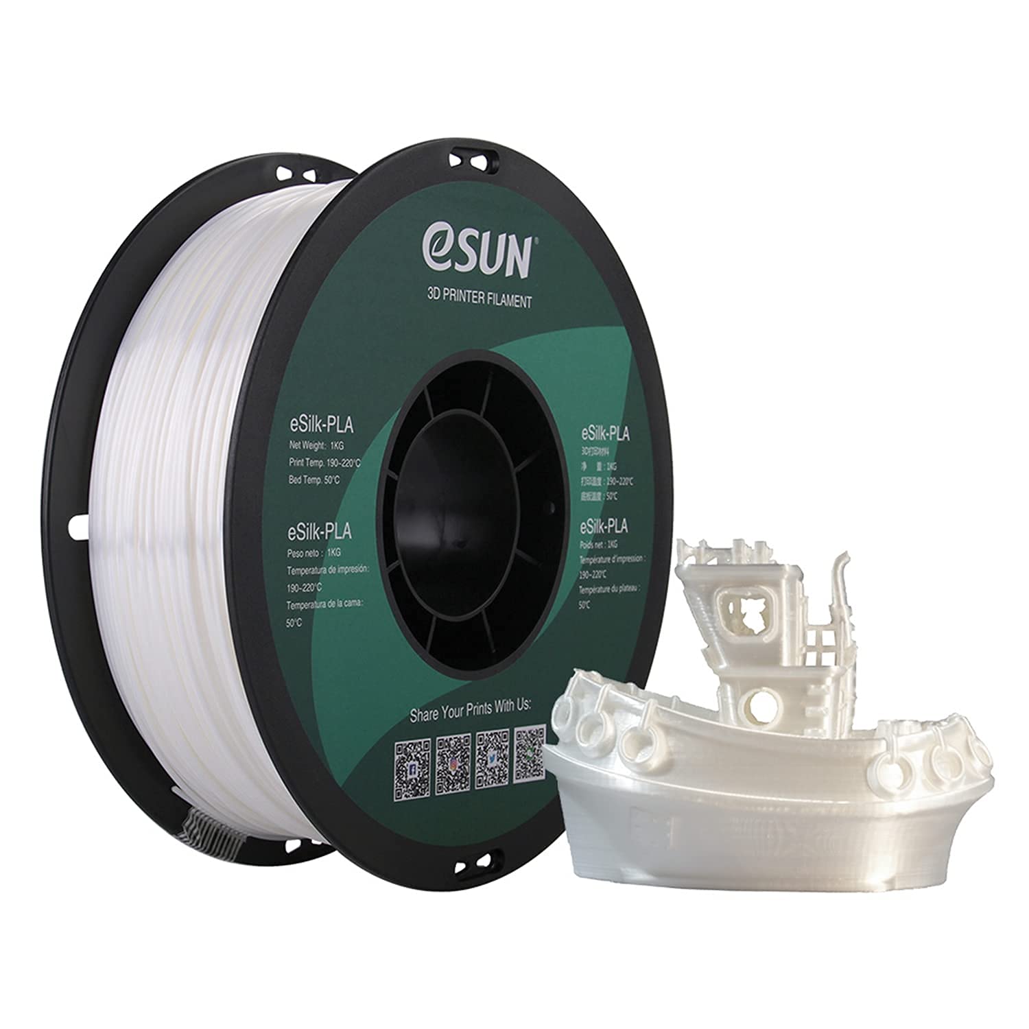 eSUN Silk PLA 3D Printer Filament, Dimensional Accuracy +/- 0.03 mm, 1 kg Spool, 1.75 mm, White (B07NKR5VWJ) Amazon Price History, Amazon Price Tracker
