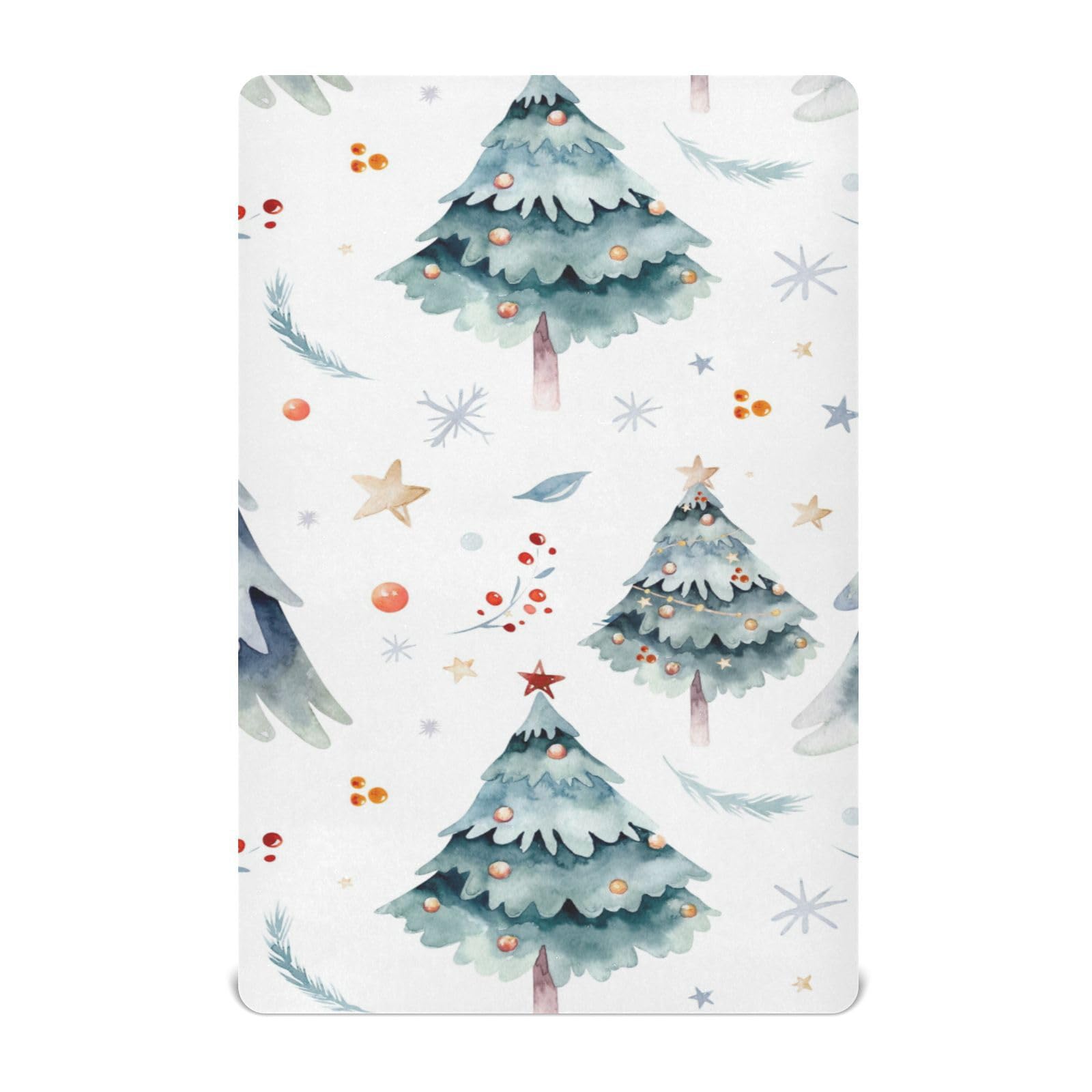 Moudou Christmas Tree Playard Sheet for Boy Girls, Soft Breathable Fitted Toddler Sheet for Standard Playard Bed Mattress, 39 x 27 x 5 Inch