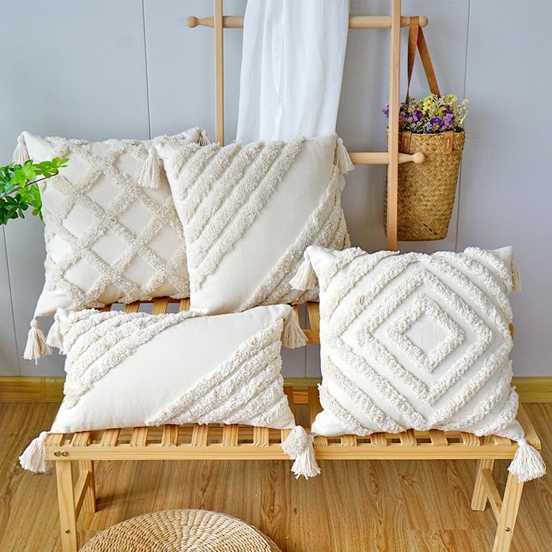 1/2 szt. Czernica boho poszewki na poduszki 45 x 45/30 x 50 cm beżowe frędzle dekoracyjne poszewki na poduszki rustykalne poszewki na poduszkę na sofę