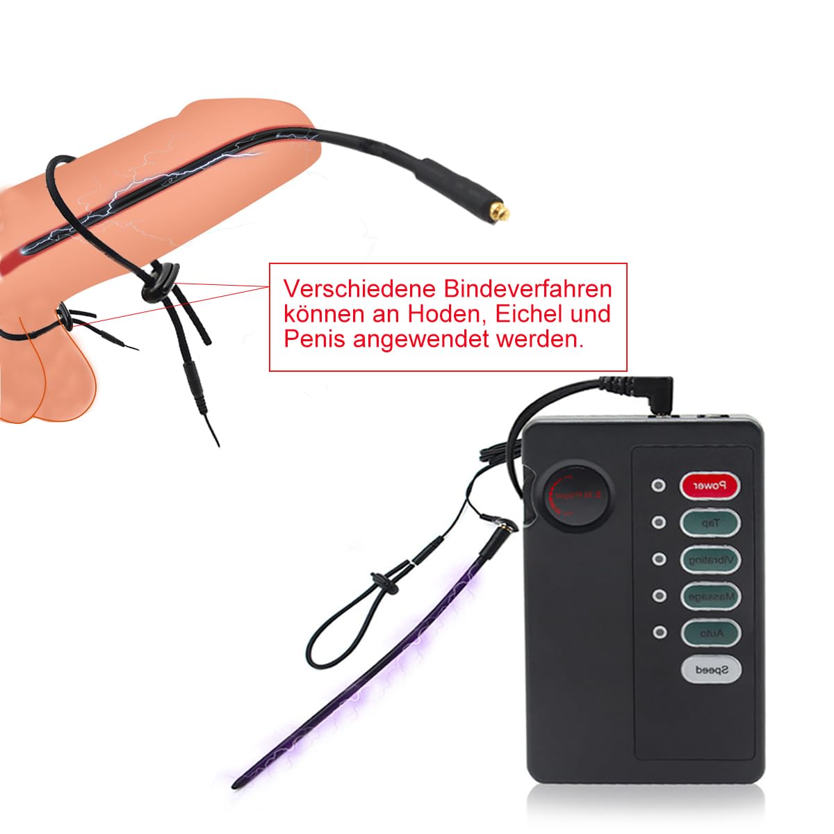 Kit d'électrostimulation sexuelle pour homme - Sondes urétrales électriques avec anneaux péniens - Dilatateurs urétraux - Longueur : 250 mm - Diamètre : 4/5/6/7/8 mm