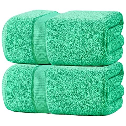 Oakias 2 Pack Luxury Bath Sheets Green - 35 x 70 Inches - Highly Absorbent & Soft 600 GSM Extra Large Bath Towels Cover