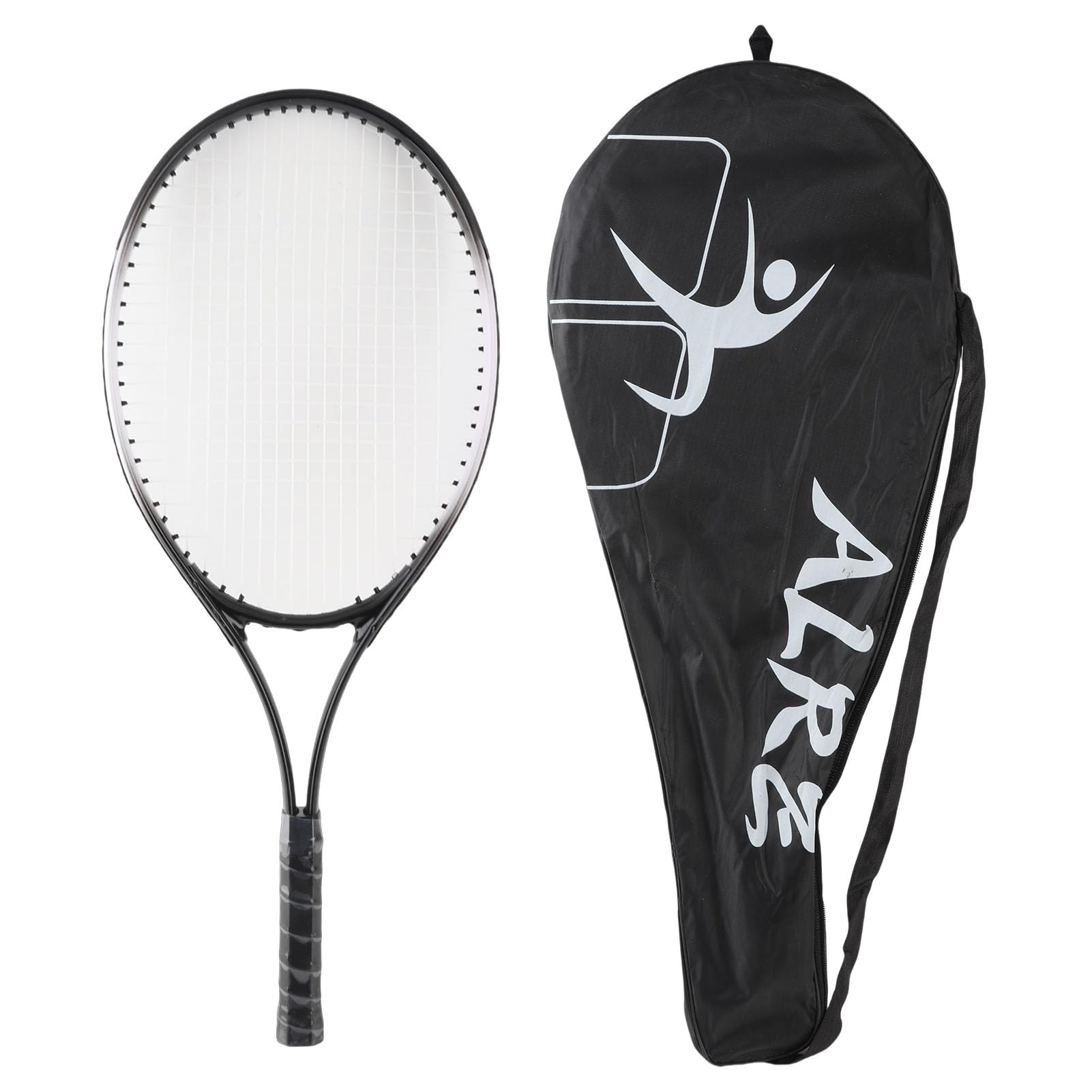 Jiawu Racchetta da Tennis, Telaio in Lega di Alluminio da 27 Pollici con Design a per stabilità, Racchetta da Tennis Singola con Foro Filettato Allargato, Impugnatura Ergonomica Antiscivolo, Set da