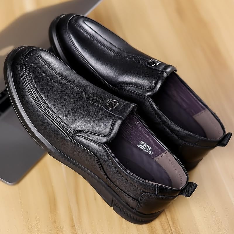 Casual Leather Shoes Men Slip-on Single Shoes Soft Surface Lightweight Men's Round Shoes3