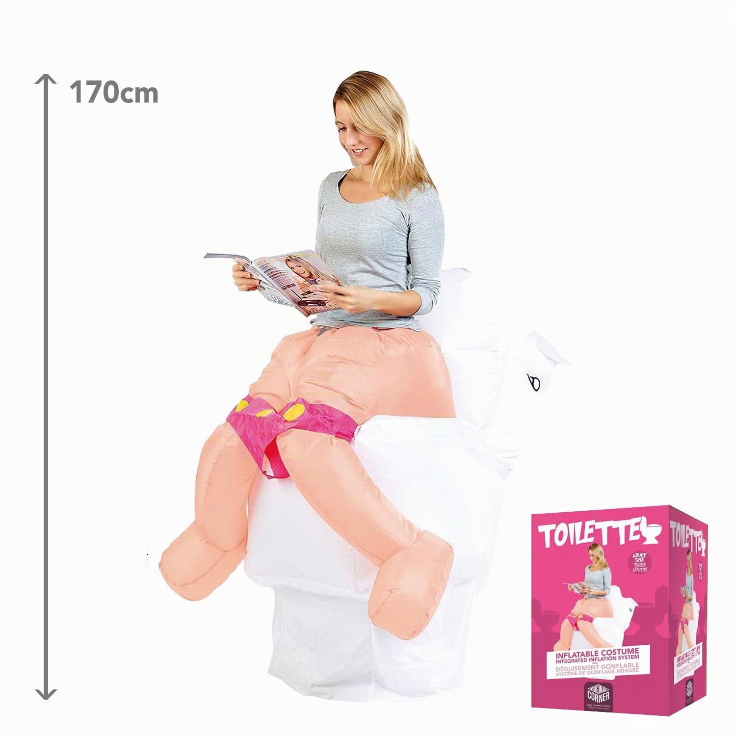 AirSuit® Costume da Toilette Gonfiabile | Costume Gonfiabile Divertente | Dimensione Adulta 160 a 190cm | Poliestere | Confortevole | Resistente | Sistema di gonfiaggio Incluso | OriginalCup®