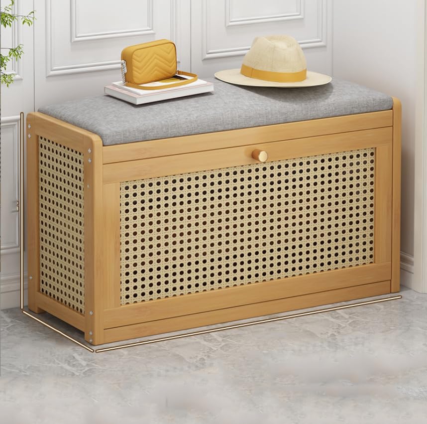Mueble para entrada y pasillo con organizador de zapatos de puertas abatibles y banco