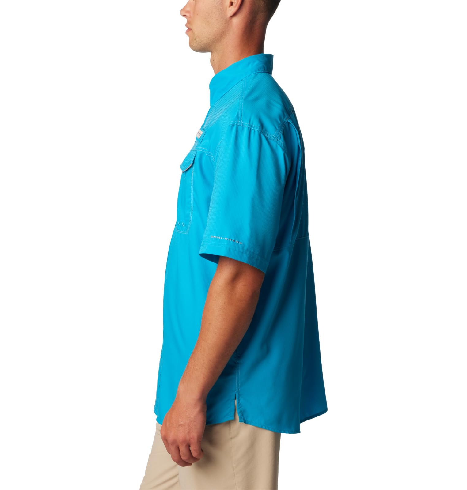 Chemise homme à manches courtes unie coupe droite bleu