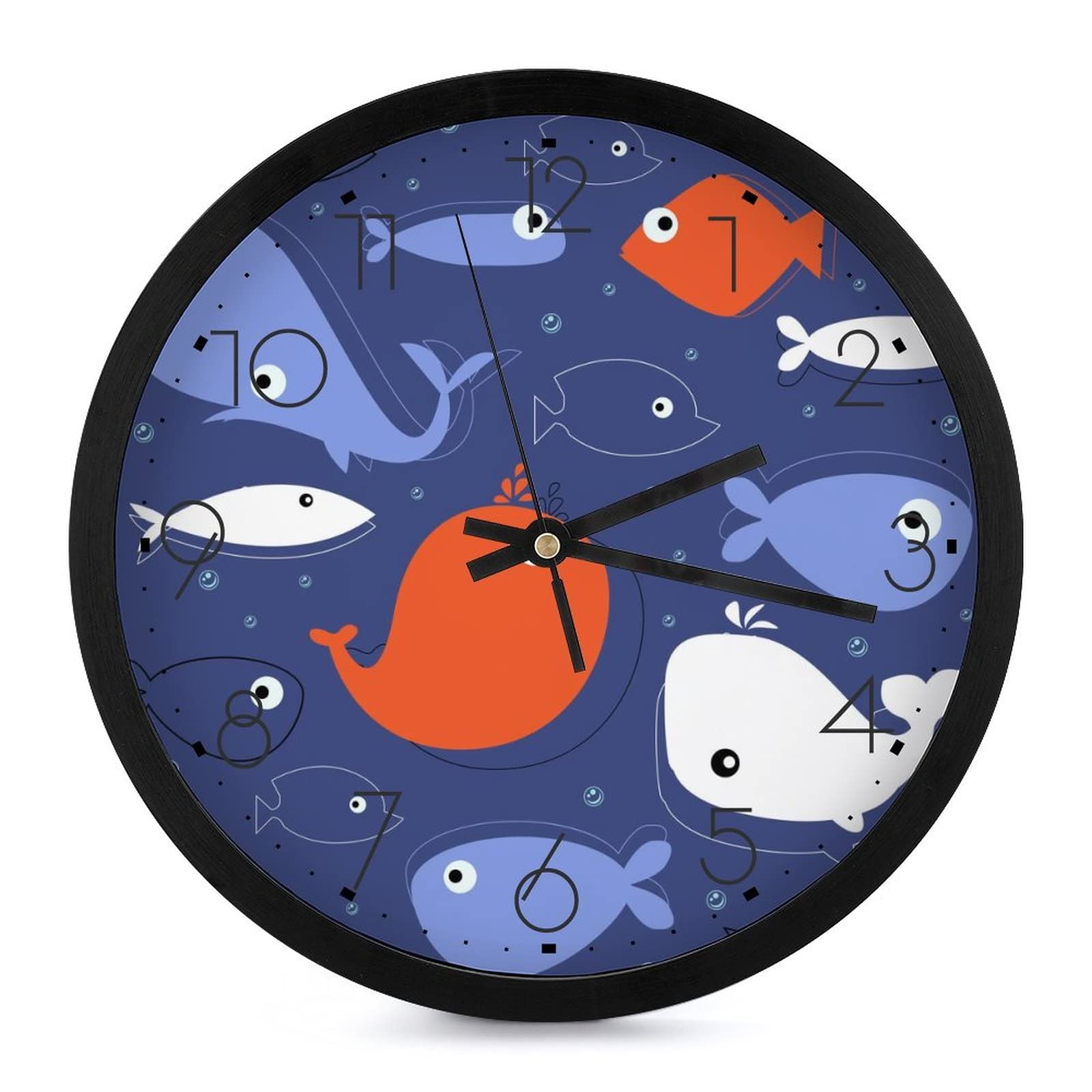Horloge murale ronde baleine décorative design épuré