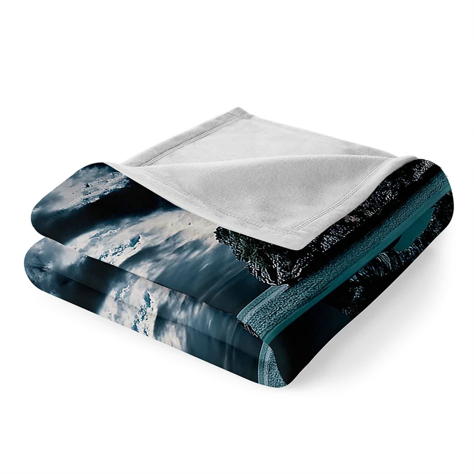 Aeici Couverture Polaire, Couverture Enfant Couverture 160x200 cm Vue Mystérieuse de Montagne Couverture Canapé pour Salon Lit