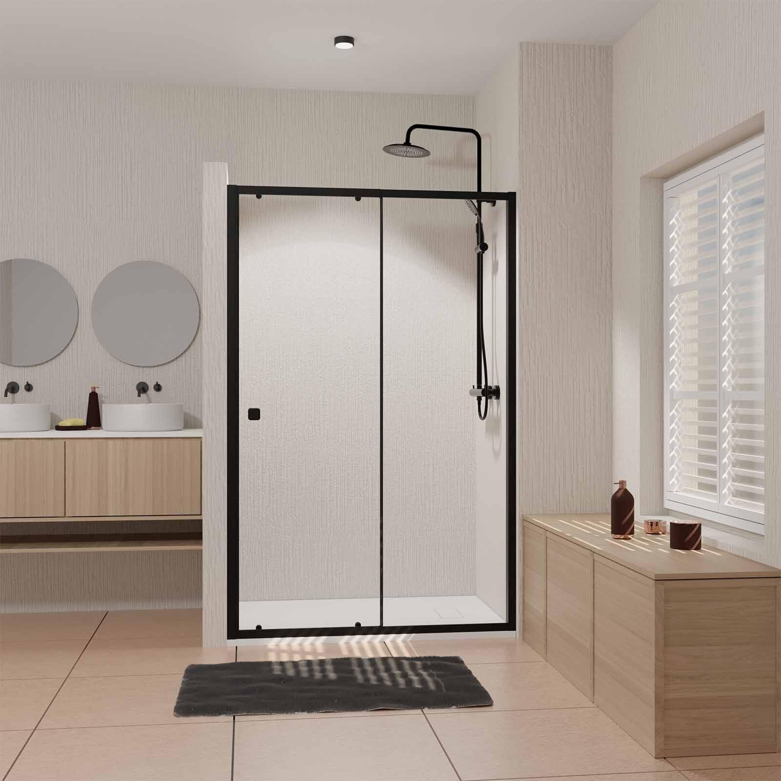 Porte de douche coulissante Noir 120x185cm - Extensible de 112.5 à 126.5 cm - BLACK SLIDE 120