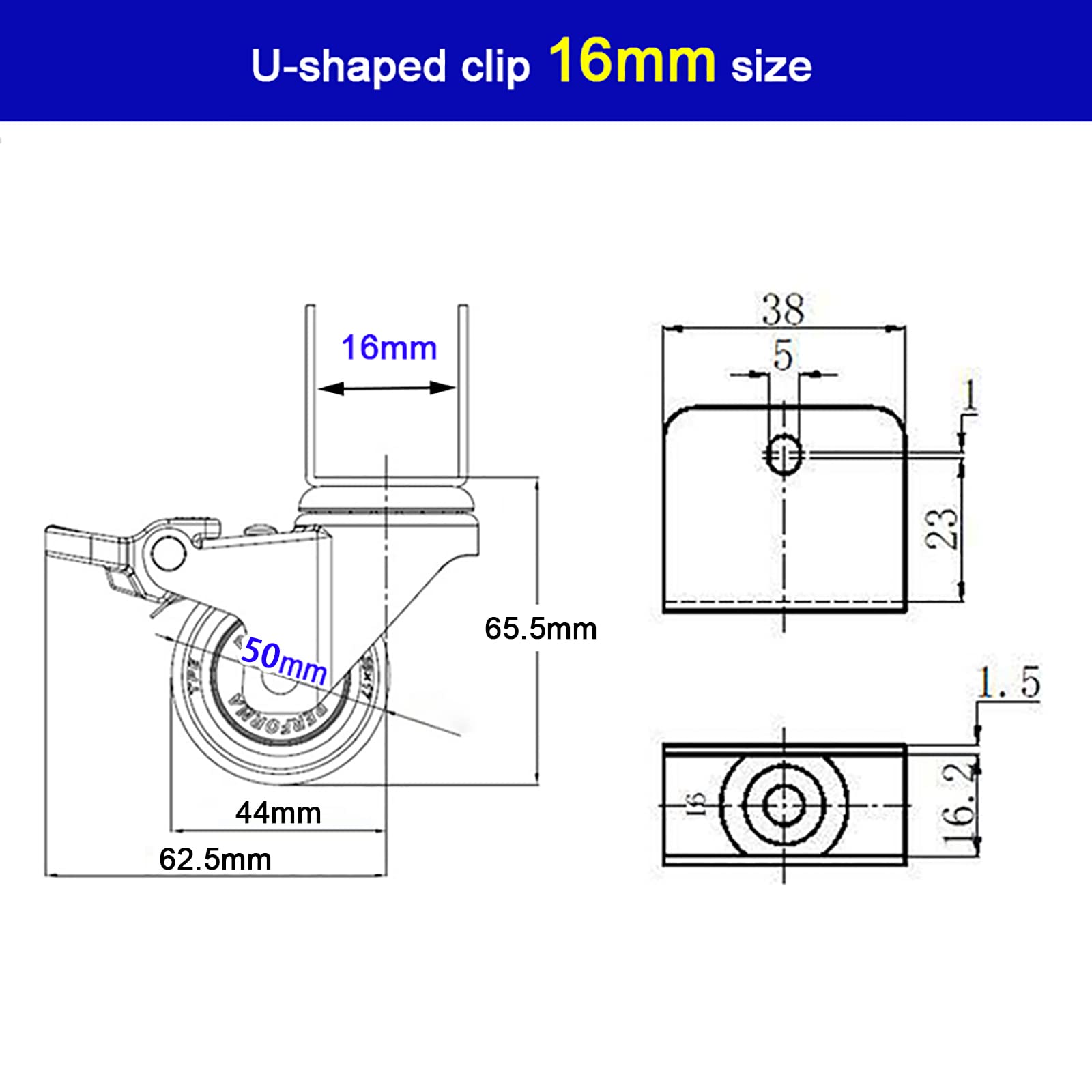 Ciche kółko obrotowe z hamulcem, rozstaw mocowania w kształcie litery U (16 mm/18 mm), kółka obrotowe do mebli/łóżeczka dziecięcego/wózka/skrzyni na zabawki, zapasowe kółka/4 kółka skrętne z