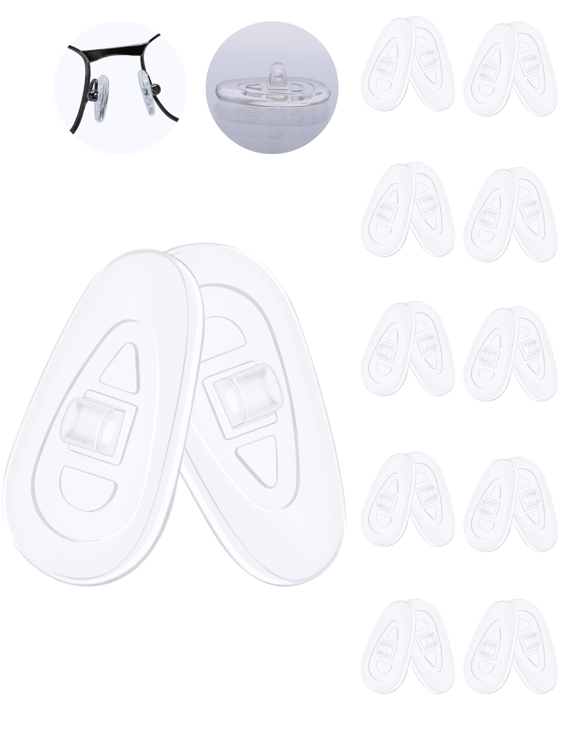 MYCOURAG 10 Pairs Screw in Silicone Rubber Nose Pads,9mm x 6mm Replacement Nose Pieces for Oakley Eyeglasses,Glasses,Sunglasses