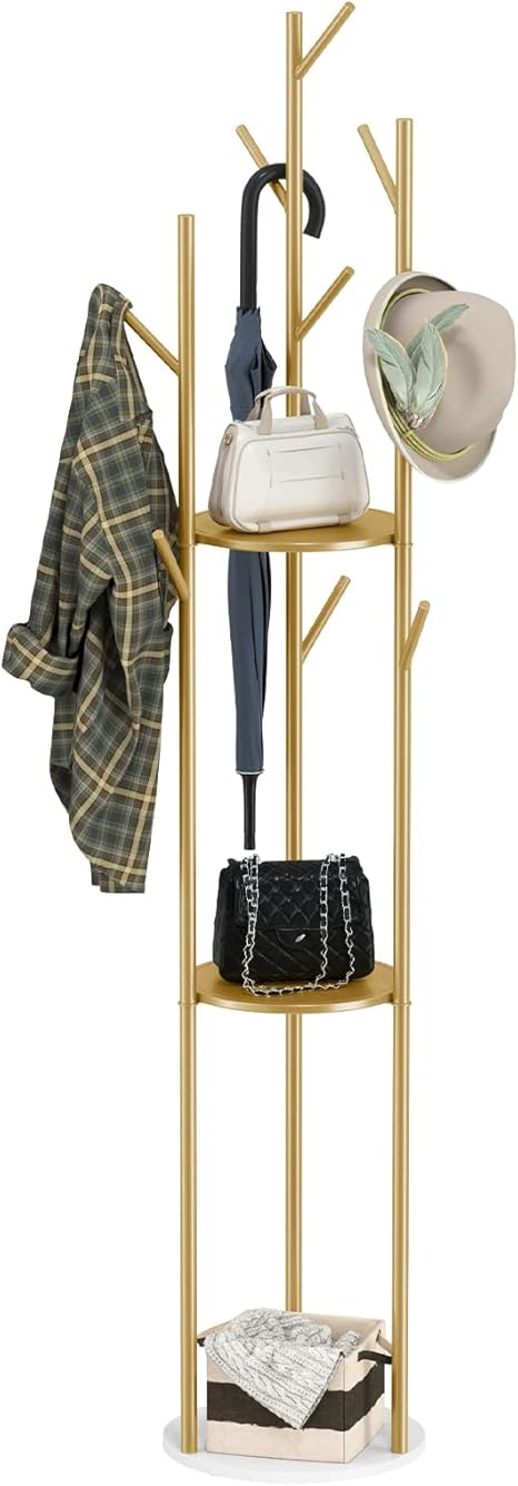 Amazon Co Jp Unho コートハンガー ハンガーラック スリム 高さ172 ゴールドアイアン 大理石 金色 コート掛け 玄関 カバン掛け 帽子掛け おしゃれ 高級 ホーム キッチン