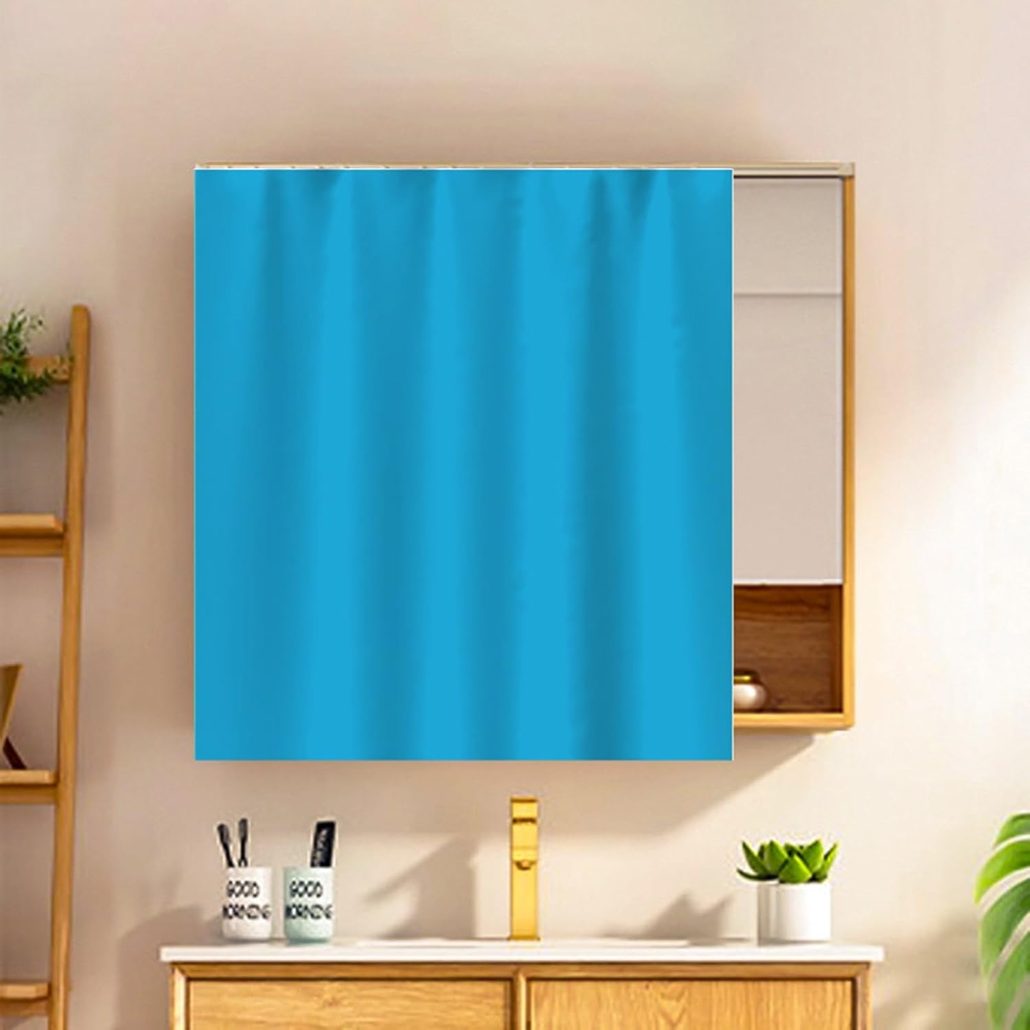 No-Drill Dishwasher Skirt Cabinet Curtains with Rod No Tools Or Drilling Required Privacy Closet Curtain Washable Fabric Suitable for Bathrooms Kitchens Vanities and Studies