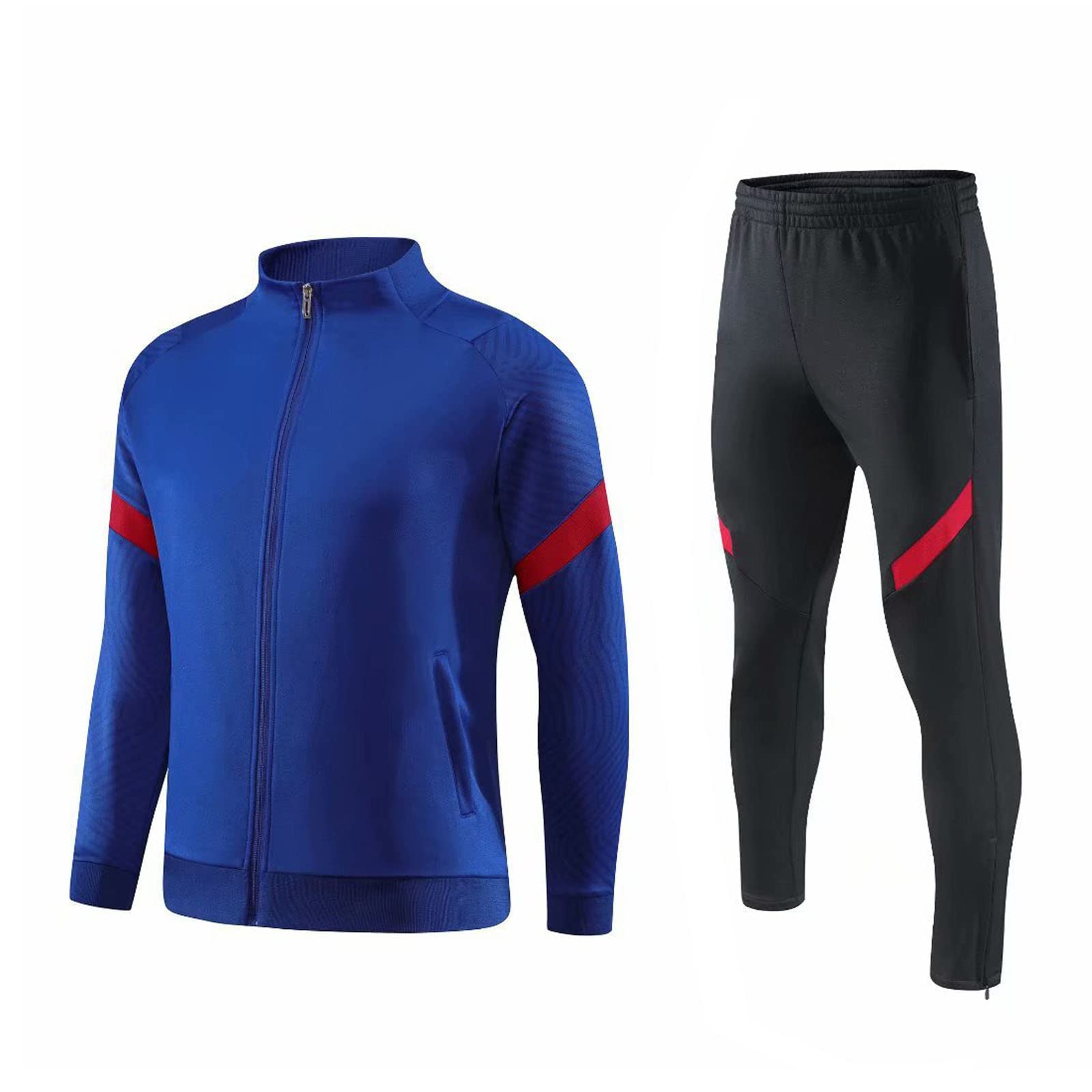 LZQpearl męski komplet urlopowy, uniseks strój piłkarski, kurtka ze stójką, z zamkiem błyskawicznym i spodniami do joggingu (D.2XL)