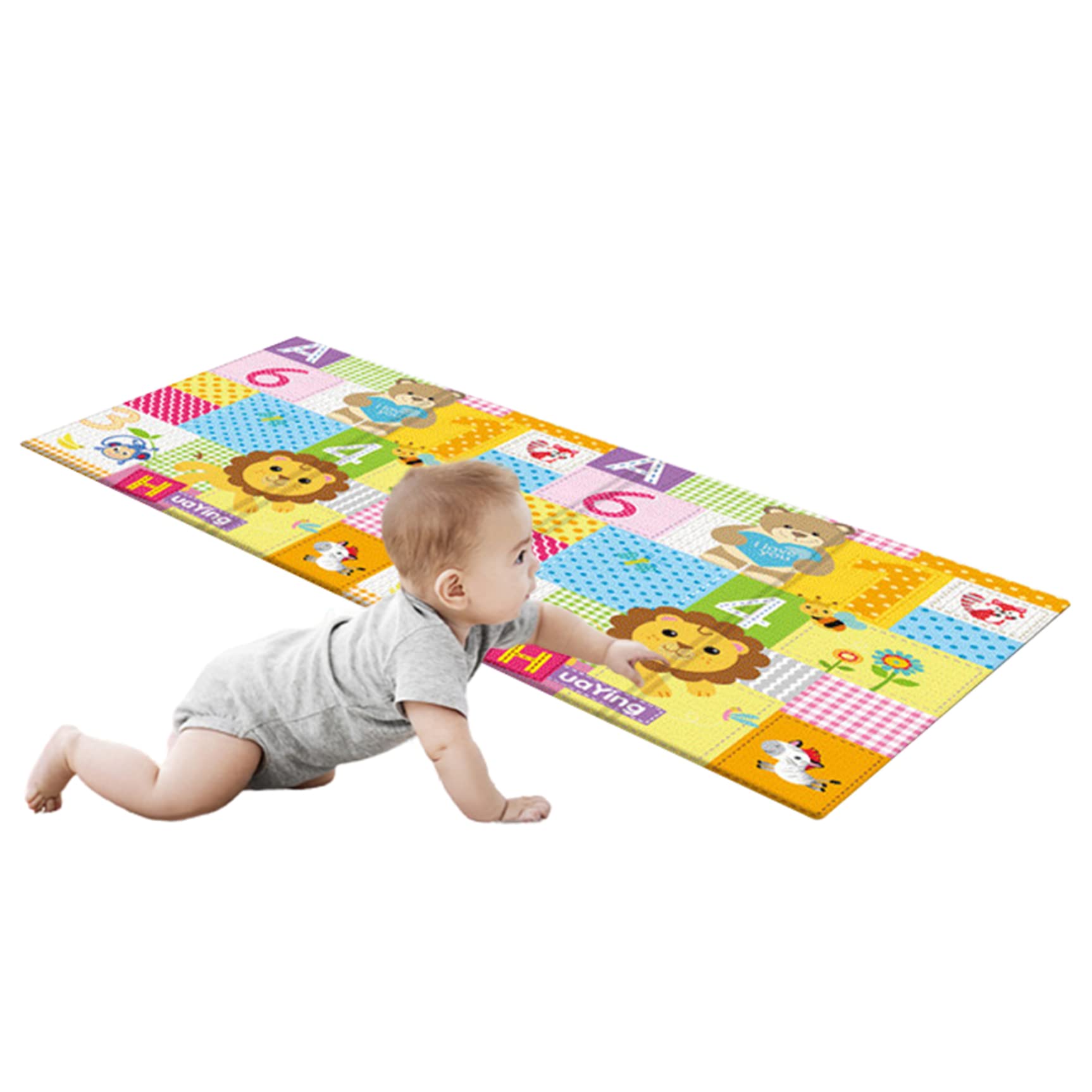 Baby Play Mat 70.87x39.37 Inch Comfortable Double Printed Baby Mat Foldable Crawling Large Environmental Protection Floor for Indoor Use Style 2..