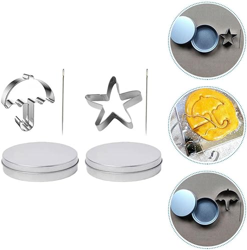Miniatura 4 de PRETYZOOM Juego de herramientas para hacer dulces de azúcar coreanos, Dalgona, prensa de molde de galletas de acero inoxidable con estrella Unbrella