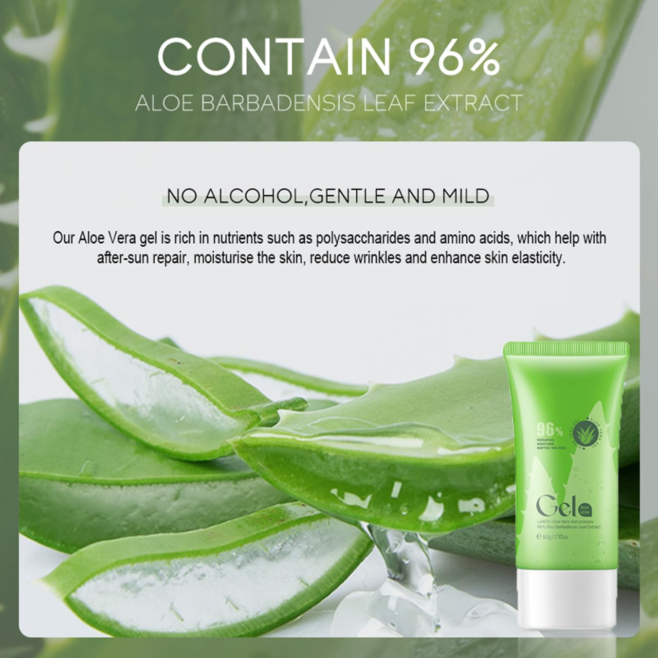 Aloe vera Gel for Skin Care 99% Pure Aloe vera gel With Vitamin E, gel for Skin Care Itchy & Damaged Skin - Image 4