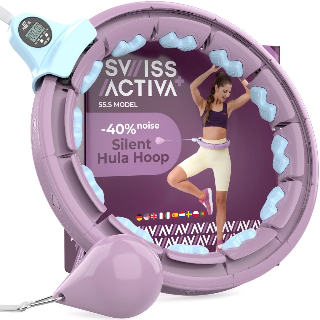 Swiss Activa+Infinity Hoop Smart Weighted Hula Hoop - Smart Hula Hoop Fit- Exercise Hoola Hoop Exercise Equipment- Adult Hula Hoops for Exercise- Hula Hoops for Women Weight Loss