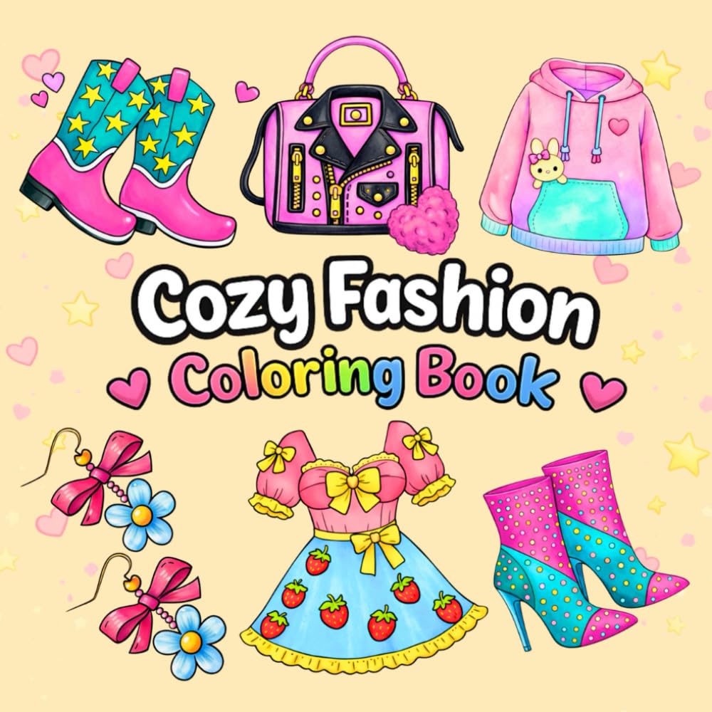 Cozy Fashion Coloring Book: 50 Bold and Easy Aesthetic Fashion Designs Featuring Stylish Outfits, Cute Accessories and Cozy Vibes for Teens and Adults (Cozy Girl Collection)