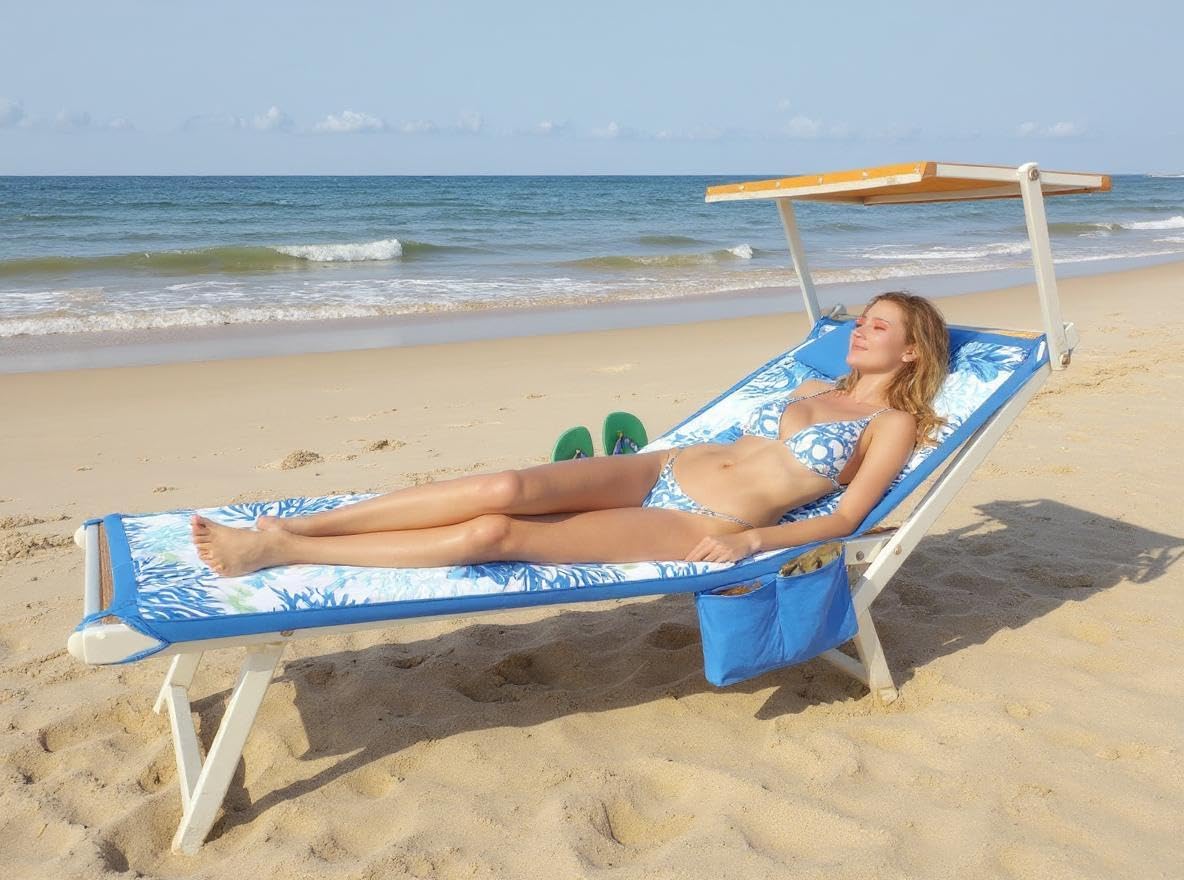 l&j Telo Mare Piscina in Microfibra con Angoli Elasticizzati Pratico E Leggero Tasche Laterali Comode E Cuscino Gonfiabile Coprilettino Sdraio Tinta Unita E Fantasie 190x70 cm (5)