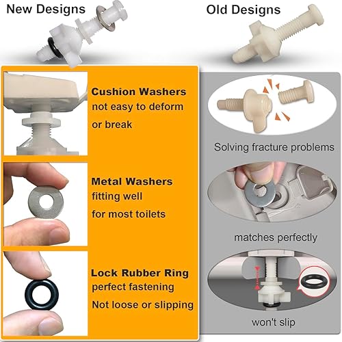 Miniatura 3 de Paquete de 2 tornillos universales de repuesto de plástico blanco para asiento de inodoro, bisagras de asiento de inodoro, pernos y tuercas para