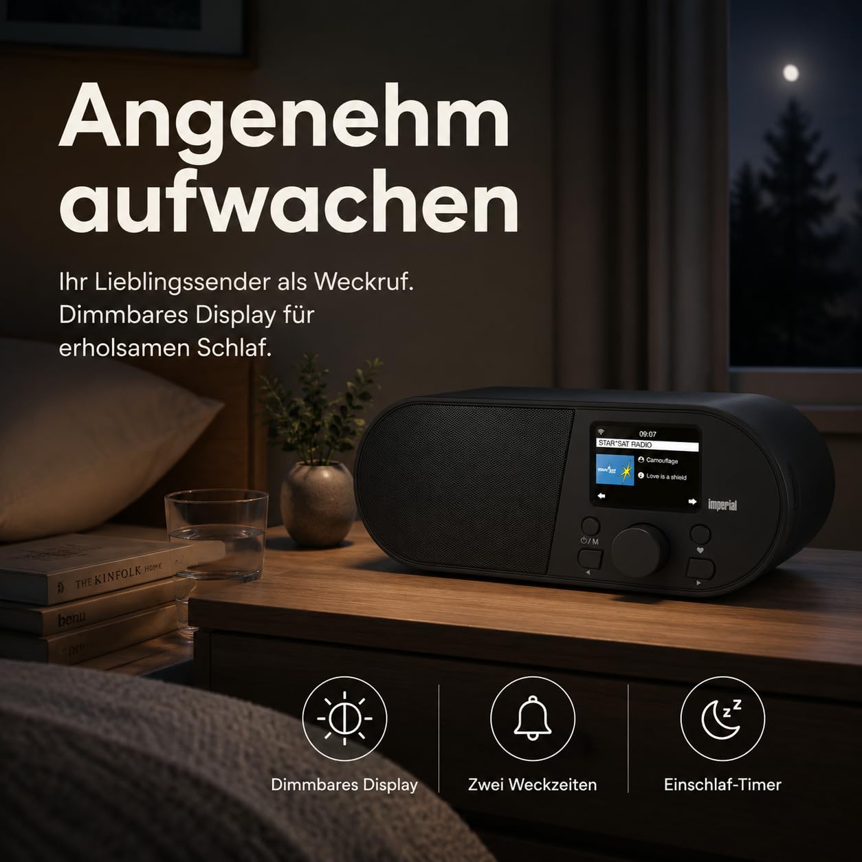 Imperial i105 Internetradio DAB Radio, DAB Plus Radio, Bluetooth, WLAN Radio(WLAN, Mediaplayer, USB, DLNA, Farbdisplay, Wecker, Appsteuerung) schwarz
