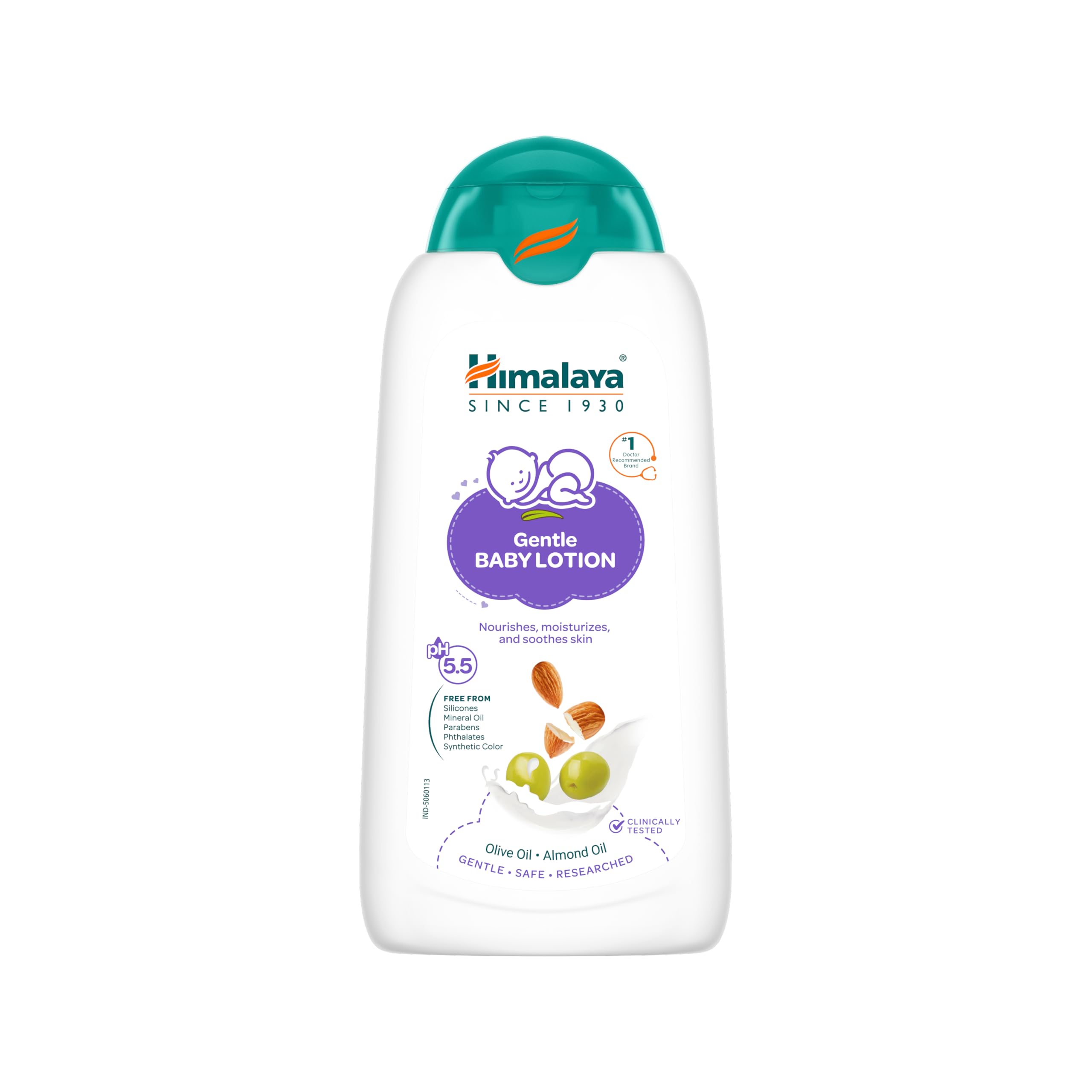 Himalaya Gentle Baby Lotion 200ml with Almond Oil, Olive Oil & Giloy | pH 5.5 | No. 1 Doctor Recommended Baby Lotion* | Hypoallergenic | Nourishing Baby Moisturizer for All Skin Types
