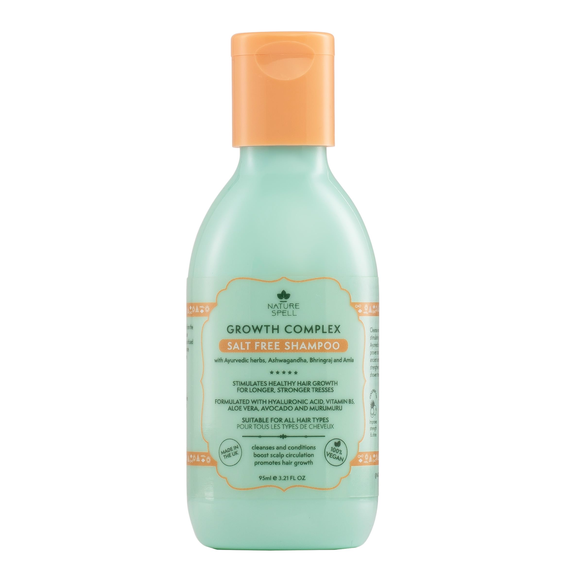 Nature Spell Hair Growth Complex Travel Size Shampoo, Nourishing & Strengthening, for All Hair Types Sulphate-Free, Vegan, 95ml
