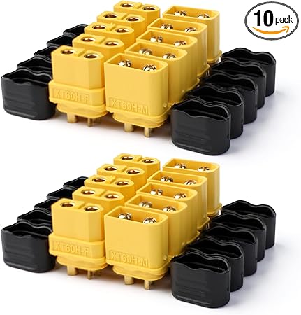 MADCATZ 10 Pair XT60H (XT Upgrade) Bullet Connector Plug with Sheath Female & Male Gold Plated for RC Parts Lipo Battery