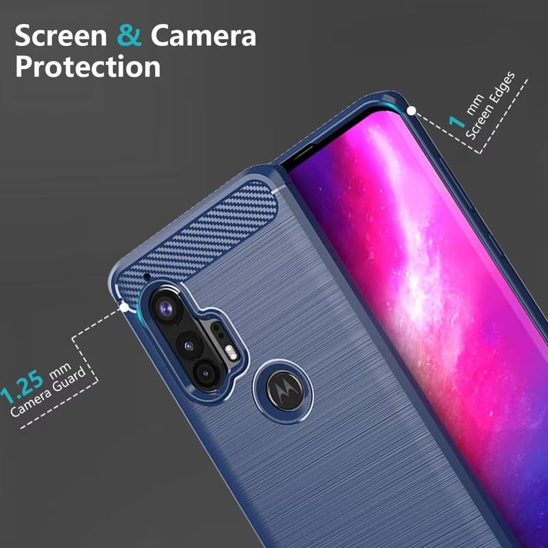 Image of NPRC Hybrid Ultra Slim Protective Case TPU Non-Slip Carbon Fiber Texture Shockproof Case Cover for Moto Edge Plus - Blue