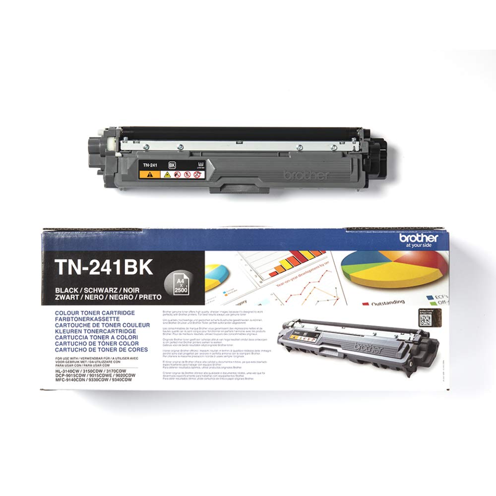 BROTHER DR-241CL | Tambour de Remplacement pour imprimante Laser |Imprime 15 000 Pages | Noir/Cyan/Magenta/Jaune & TN-241BK | Cartouche de Toner Originale | Noir