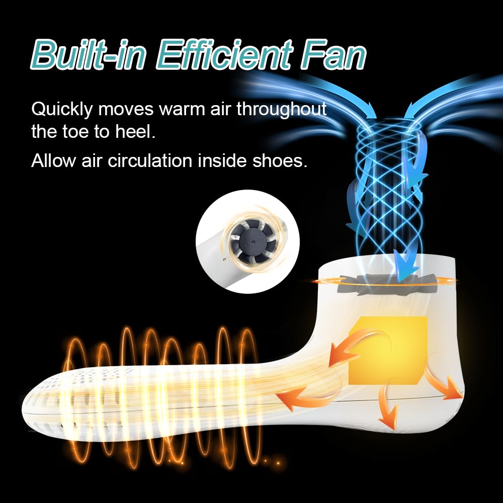 Home Care Wholesale Asciugascarpe e deodorante elettrico - Asciugascarpe da Calcio con timer, Asciuga Scarponi Da Sci, ventola incorporata | Nessun rumore | Spina UE