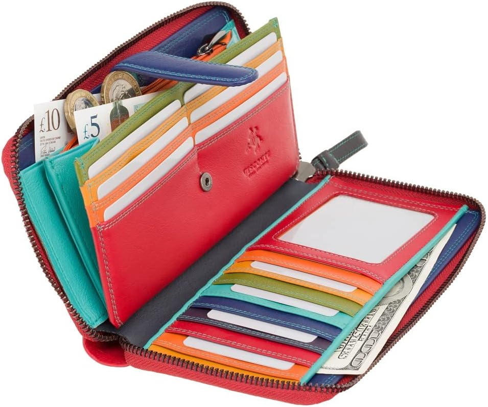 Visconti Spectrum 33 Multi Colored Soft Leather Ladies Wallet Purse Clutch (Red Multi), Large - Image 5