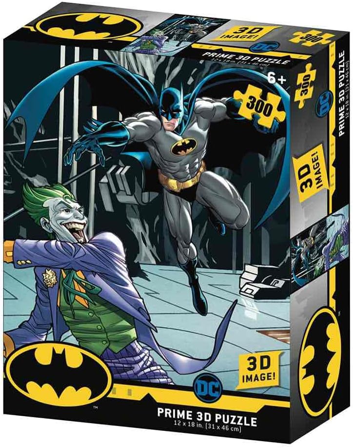 Prime 3D | DC Comics | Batman Vs Joker | 300 Piece Jigsaw 3D Puzzle for Adults and Kids Challenging | Perfect for Game Nights | 18 x 12