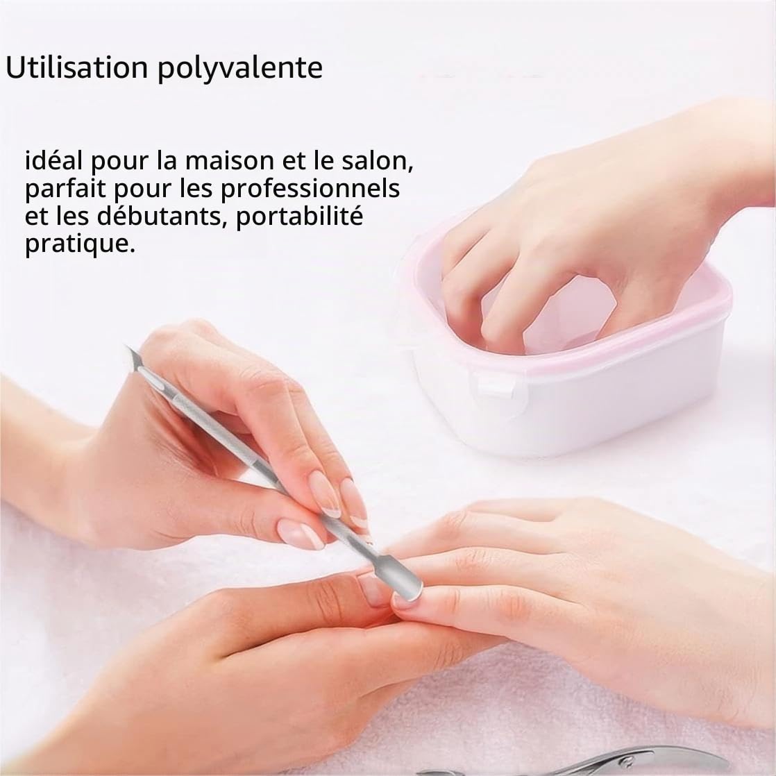Lot de 2 bols de trempage pour ongles - Pour le nail art, le trempage, le trempage - Pour manucure, spa - Rose