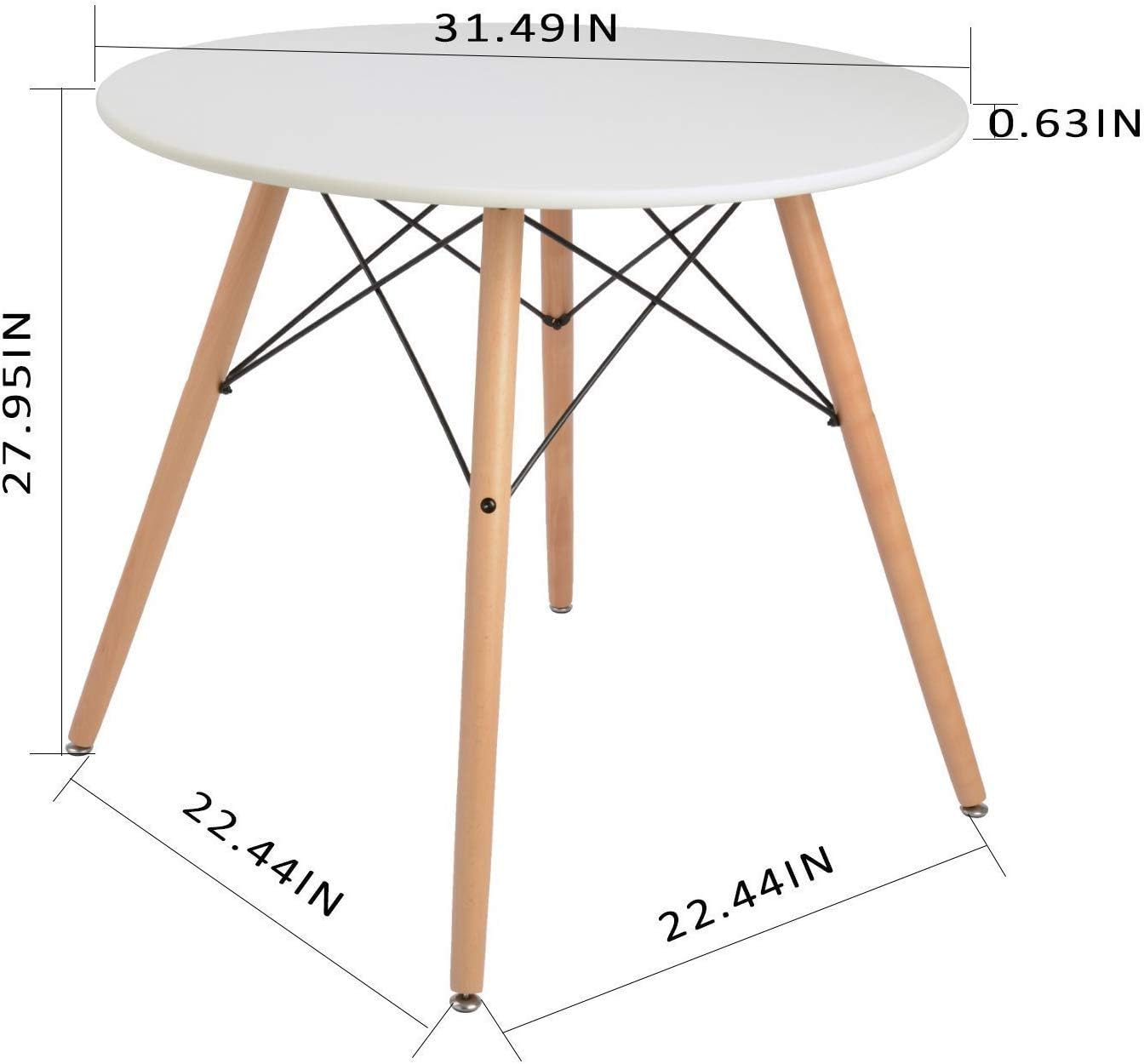 Coavas Kitchen Dining Table White Round Coffee Table Modern Wooden Tea Table Office Conference Pedestal Desk - Tables