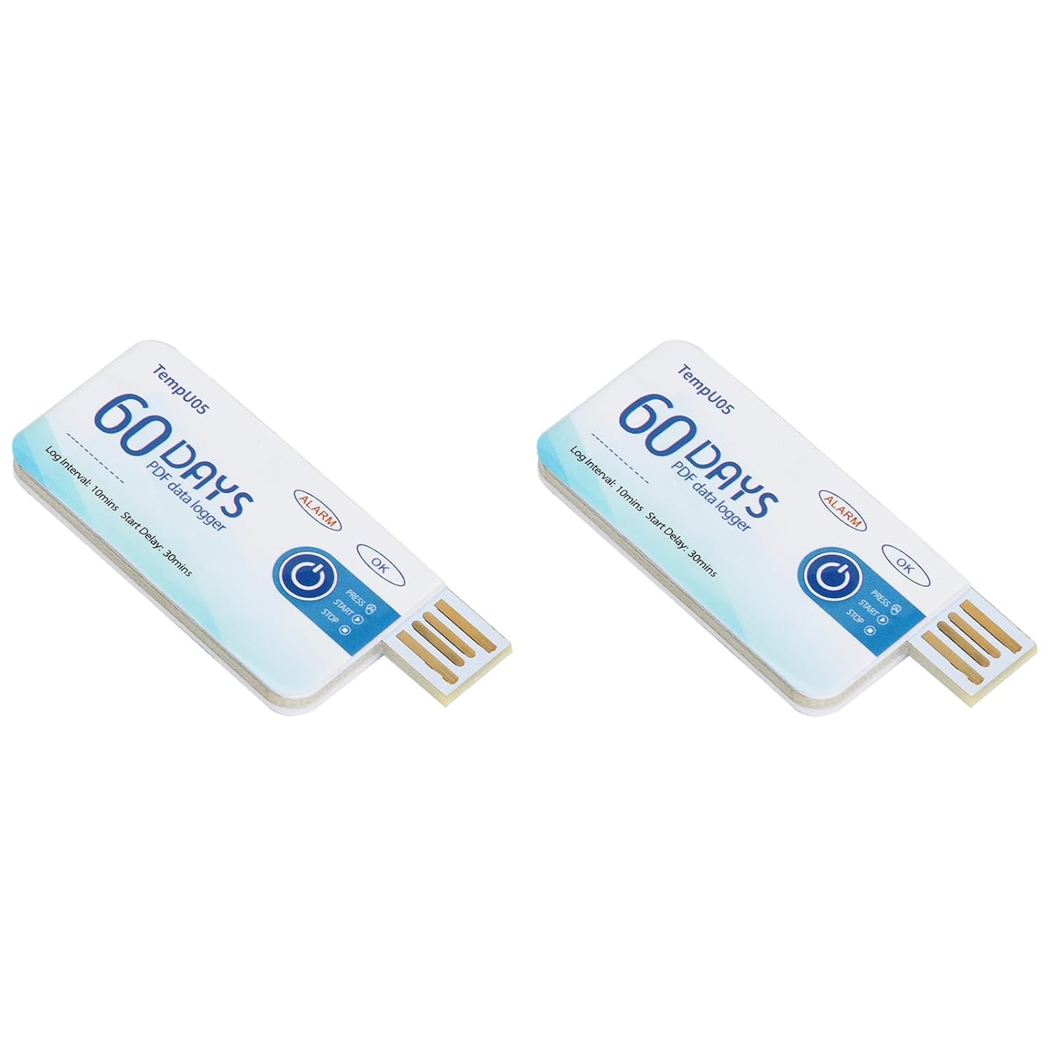 ZJchao Temperature Data Logger, 2 Packs Single Use Temperature Data Logger Disposable USB Temperature Recorder PDF Report Recorder Temperature Logger for Transport Storage Process