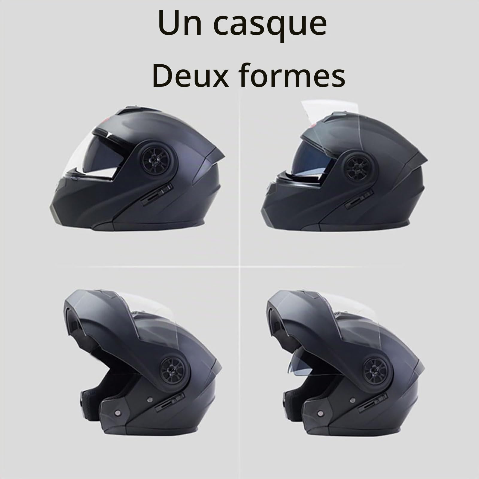 Modulable Flip-Up Bluetooth Casque Moto,IntéGré Casque avec Double Visière Casque Moto Intégral Casque Scooter Moto Anti-BuéE Double Miroir Homme Femme Anti-Collision Casque ECE Homologué