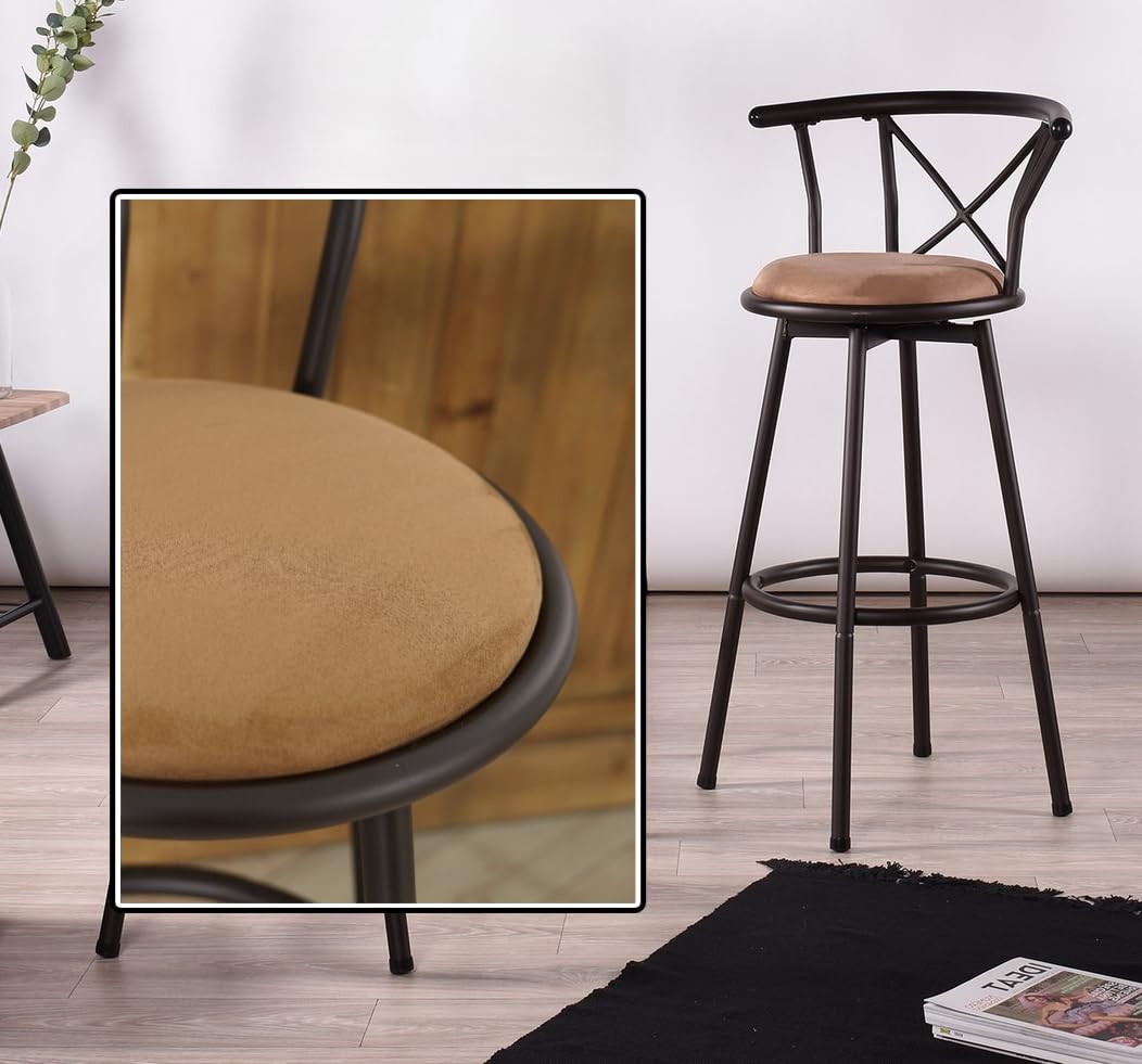 Lot de 2 Tabourets de Repassage Pivotants Industriels avec Dossier Rotatif à 360°, Hauteur 75,5 Cm, Tabourets Hauts Vintage avec Repose-Pieds, Pratiques pour Le Repassage en Buanderie