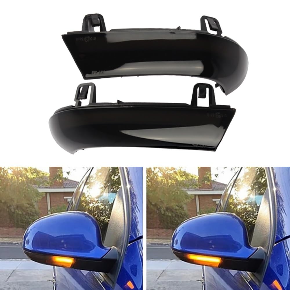 SYLTER Intermitentes AutomóViles Intermitentes Espejo Led Que Fluyen con Luz Amarilla Única Carcasa Negra para VW para 5 para MK5 2003-2008 Accesorios Coche Intermitente Espejo Lateral