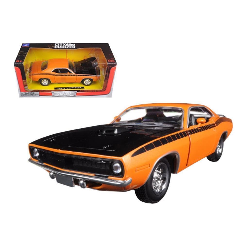 1970 Plymouth Cuda Green with Black 1/24 Diecast Model Car by New Ray