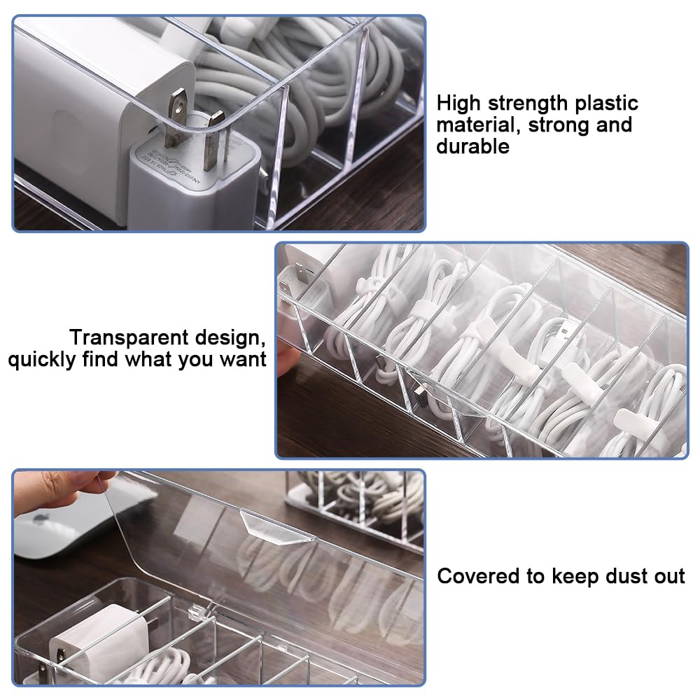 2 stuks kabelorganizer, 26,5 x 10 x 7,5 cm, transparante kunststof