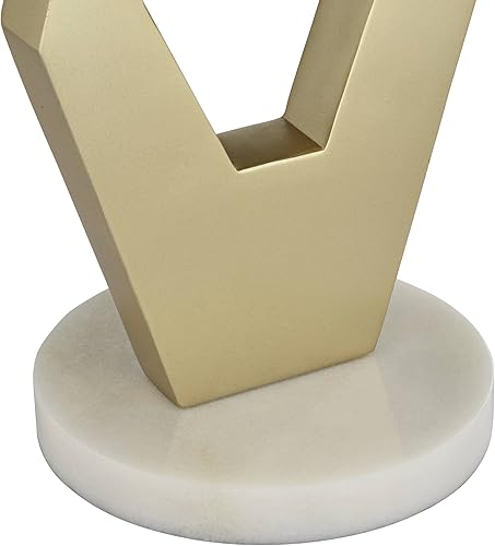 Miniatura 6 de 360 Lighting Brody - Juego de 2 lámparas de mesa modernas de 28 pulgadas de alto, marco geométrico escultórico dorado, tela blanca, decoración