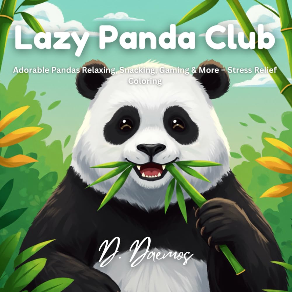 Lazy Panda Club: Adorable Pandas Relaxing, Snacking, Gaming & More – Stress Relief Coloring