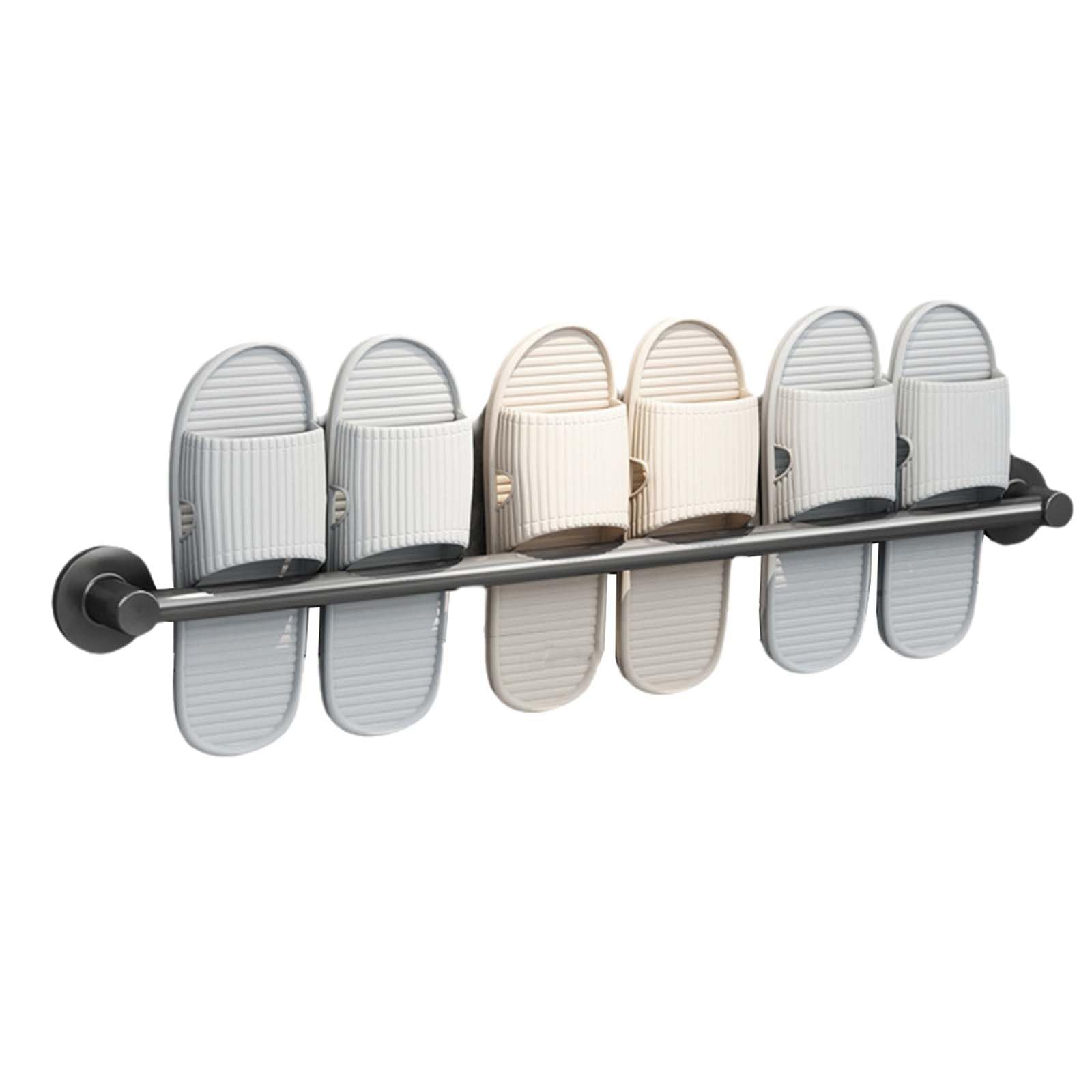 Scarpiera sottile e stretta per piccoli spazi, portatile, impermeabile, in alluminio, design salvaspazio per bagno e ingresso, montaggio a parete, grigio (24 x 30 cm)