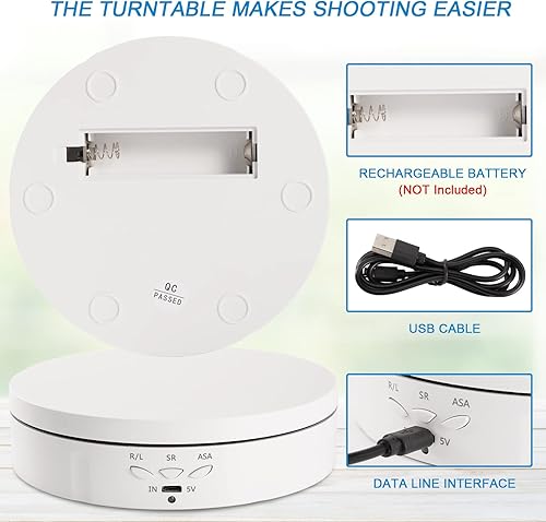 Miniatura 42 de Soporte de exhibición giratorio motorizado, carga de 5 pulgadas/11 libras, plataforma giratoria de 360° para relojes de joyería, modelos 3D, pastel