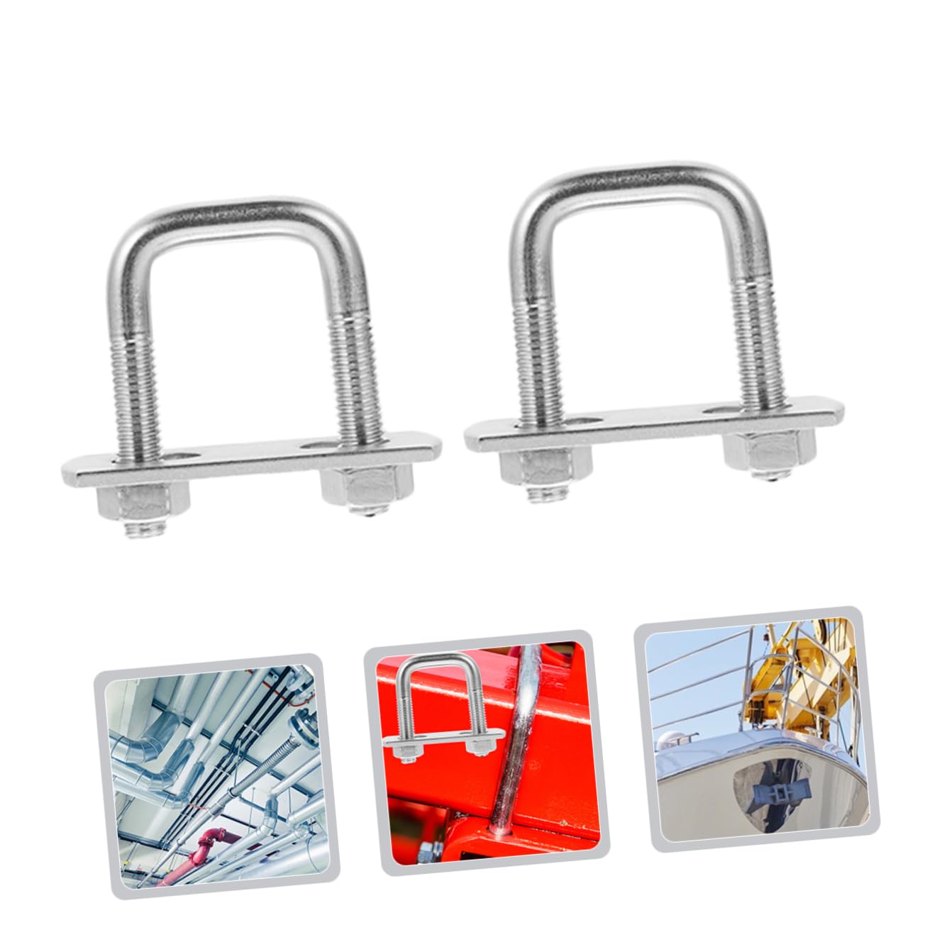 Cabilock 2sets 2 Pcs U Shaped Bolts Right Angle Clamps for Pipes and Tubes Fasteners for Industrial and Household Use 2pcs*2