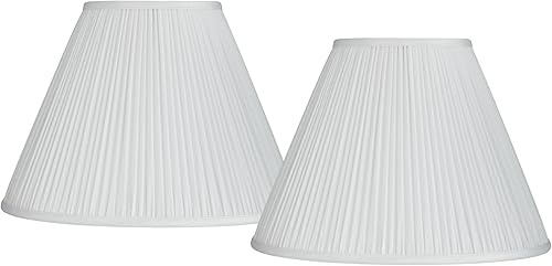 Juego de 2 pantallas plisadas de hongos imperio, color blanco, mediano de 7 pulgadas superior x 16 pulgadas inferior x 11.25 pulgadas de alto x 12