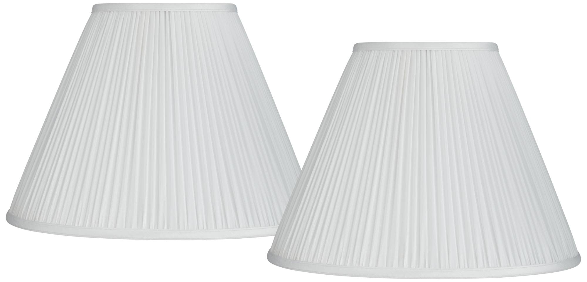 Set Of 2 White Mushroom Pleated Empire Lamp Shades - 7x16x12 Inches With Spider Fitter, Harp & Finial